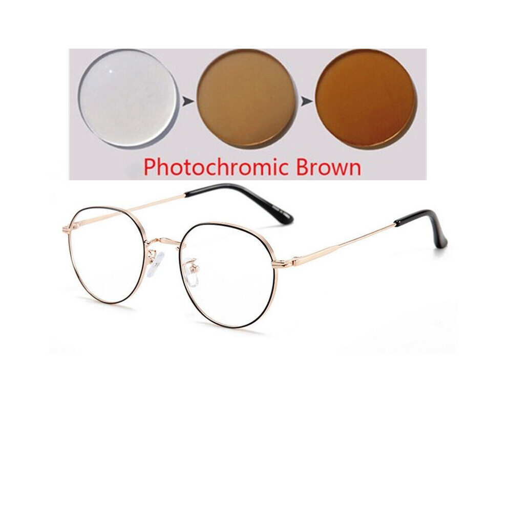 Multicoloured Light Blocking Oval Nearsighted Glasses Women Metal Polygon Short-Sight Eyewear Prescription Spectacles 0 -0.5 -0.75 To -4