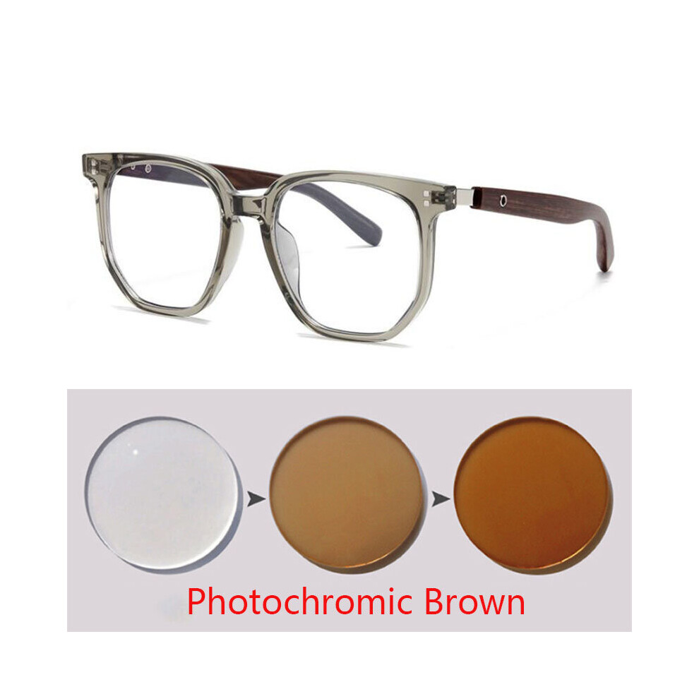 Wood Grain Myopia Glasses For Men and Women Spectacles Anti Light Near Sight Eyewear Diopter -0.5 -0.75 To -6.0