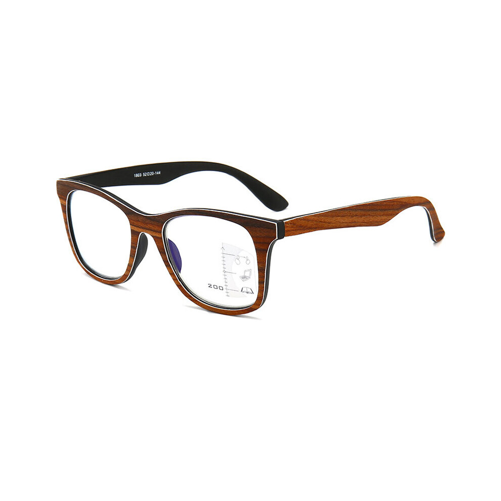 Smart Progressive Multifocal Reading Glasses Wood Women&Men Presbyopia Eyeglasses Hyperopia Eyewear+1.0to+3.5