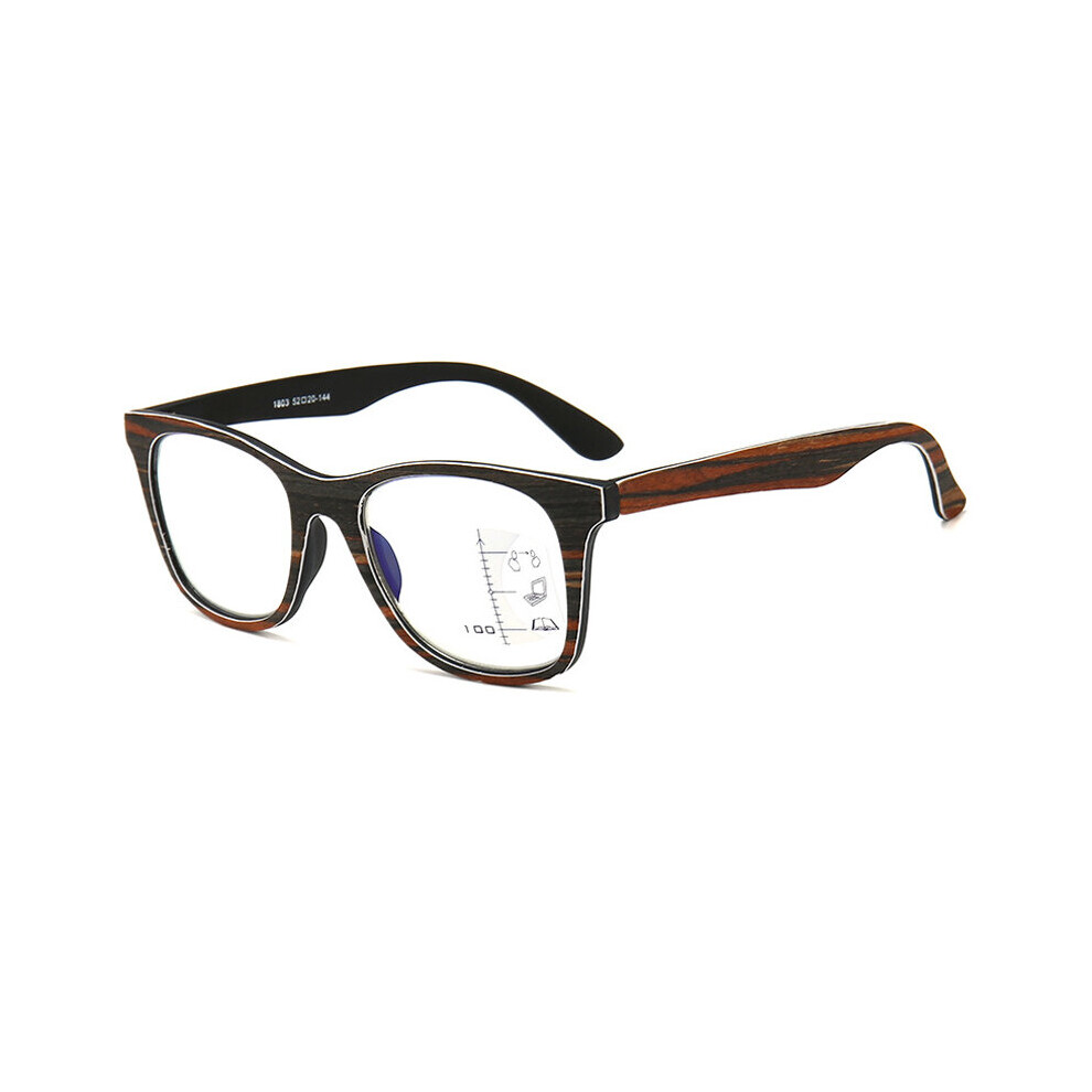 Smart Progressive Multifocal Reading Glasses Wood Women&Men Presbyopia Eyeglasses Hyperopia Eyewear+1.0to+3.5