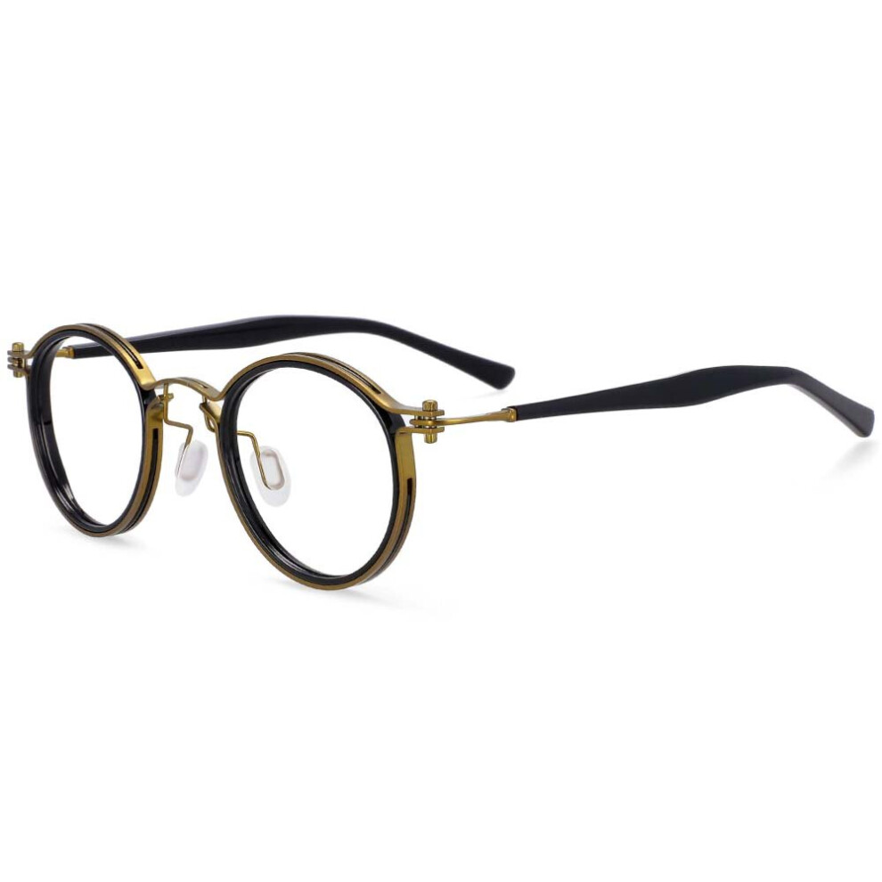 54227 Retro Steam Punk Glasses Frames Optical Prescription Men Women Anti Light Acetate Leg Computer Eyeglasses
