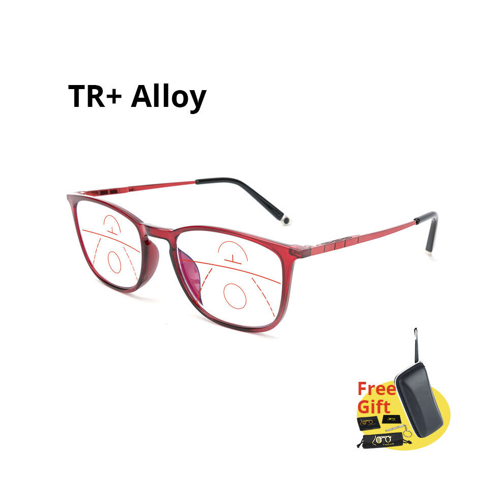 Multicoloured Progressive Multifocal Reading Glasses Anti Light Men's For Women Tr90 Aluminum Magnesium Sport Square Frame Eyewear Uv400