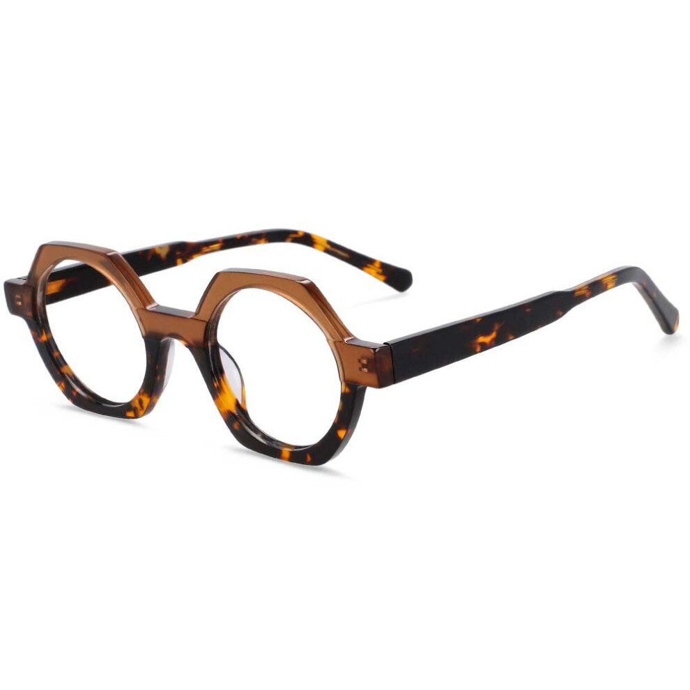 54140 Style Acetate Optical Polygon Glasses Frames Men Women Two Patchwork Computer Eyeglasses