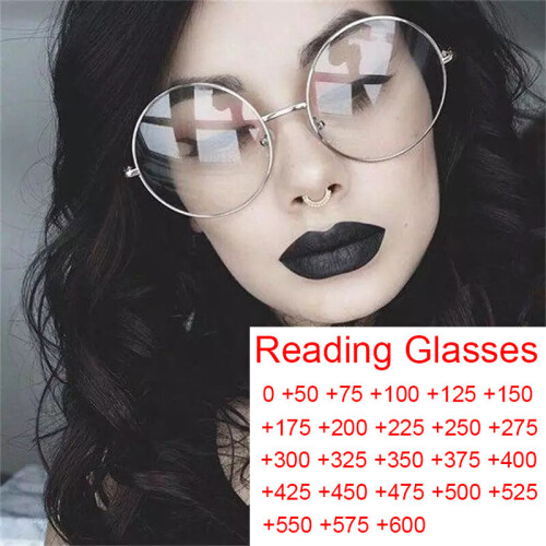 Oversized Round Metal Anti Light Woman Reading Glasses Men Clear Lens Vintage Eyeglasses Presbyopia Large Computer Goggles