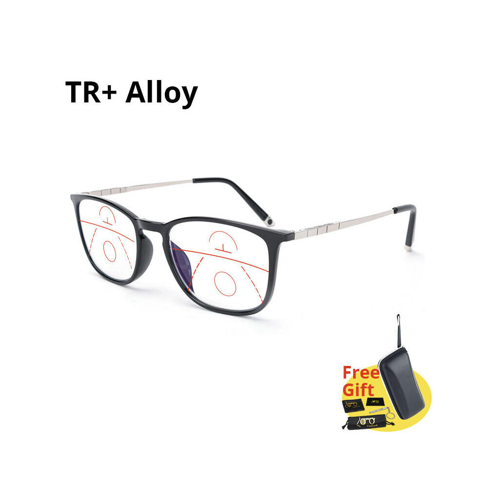 Multicoloured Progressive Multifocal Reading Glasses Anti Light Men's For Women Tr90 Aluminum Magnesium Sport Square Frame Eyewear Uv400