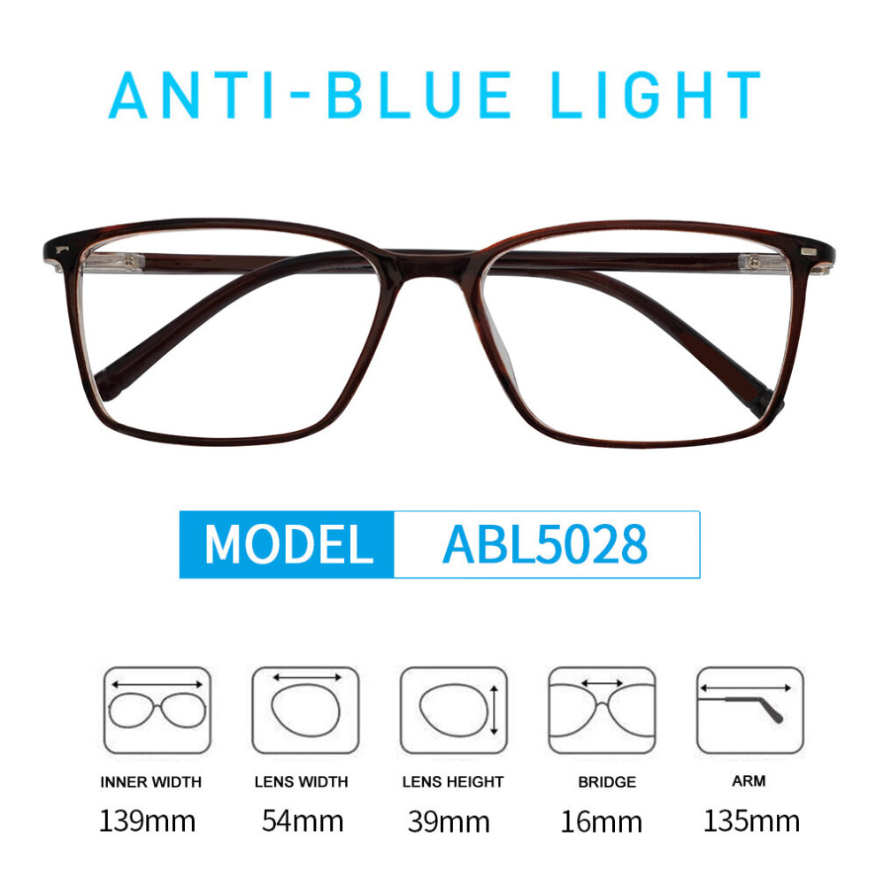 Light Blocking Reading Glasses Men Transparent Computer Eyeglasses Reading Magnifying Eyewear Presbyopic Diopters +1.0 +2.5