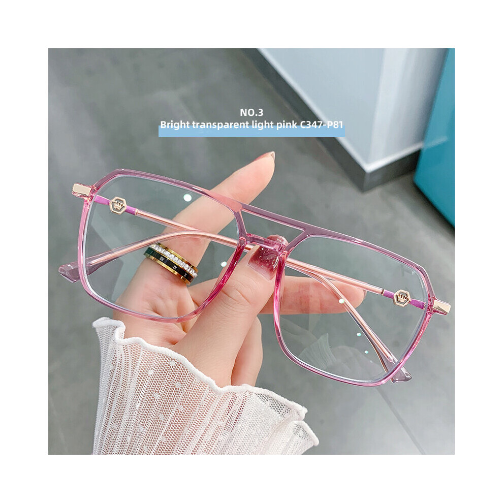 Blue (, Blue) Women's Light Blocking Glasses Tr90 Myopia Eyeglasses Frame Men Reading Glasses Metal Leg Prescription Computer Eyewear