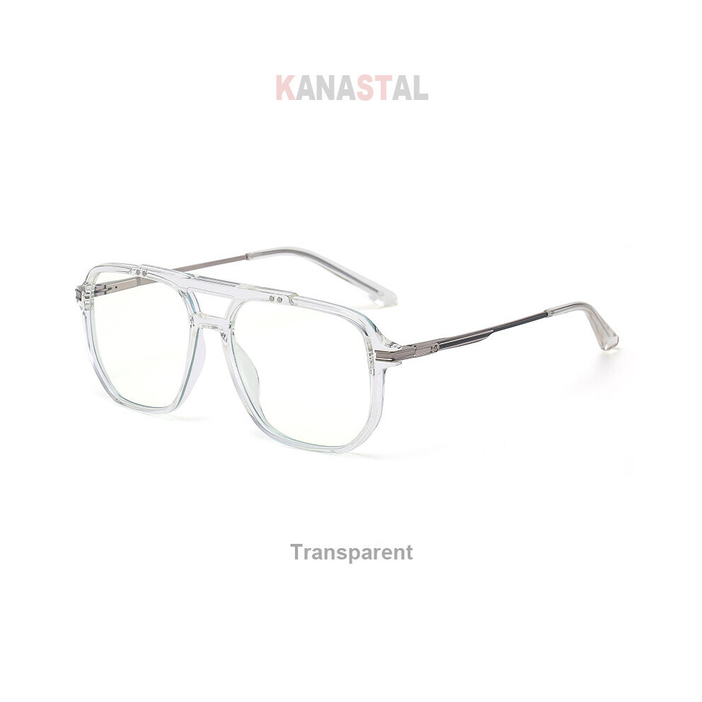 (Clear, Auburn) Women's Light Blocking Glasses TR90 Myopia Eyeglasses Frame Men Reading Glasses Metal Leg Prescription Computer Eyewear