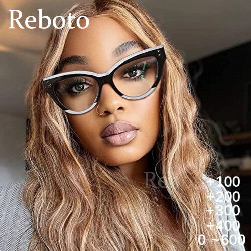 Big Reading Glasses Cat Eye Women Anti Light Transparent Eyeglasses Oversized Prescription Glasses Frames on OnBuy