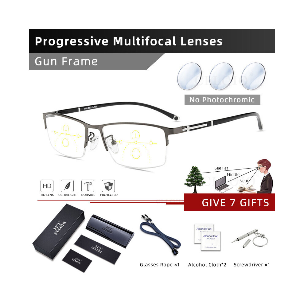 Photochromic Progressive Multifocal Reading Glasses Anti Light Blocking Men Women Myopia Prescription Eyewear Frames