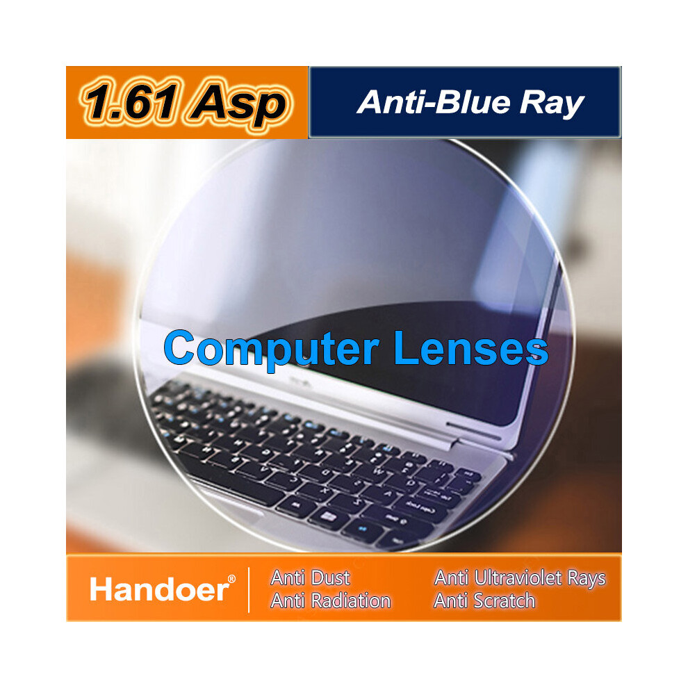 1.61 Anti-Blue Ray Protection Optical Single Vision Lens for Digital Device Anti-UV Prescription Computer Lenses,2Pcs