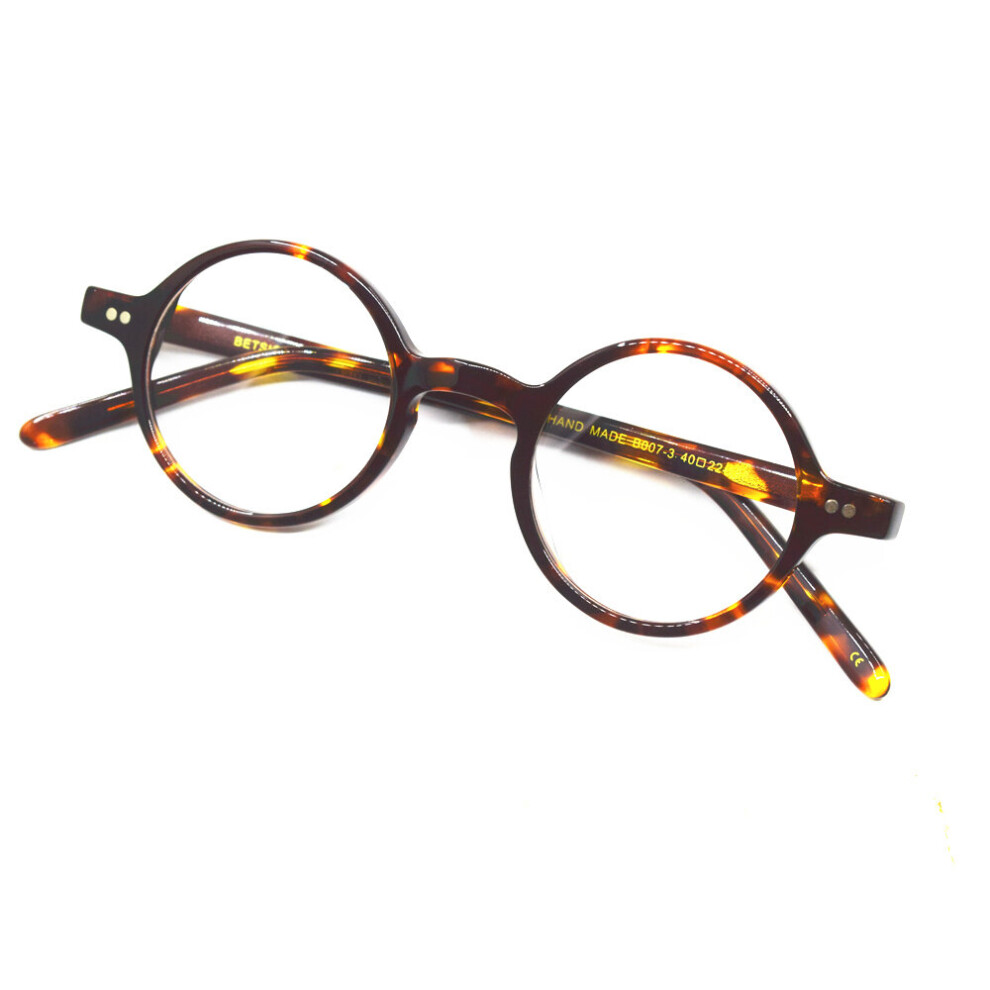 Hand Vintage 40 42 44 Round Acetate Tortoise Men Eyeglass frames Full Rim Women Myopia Prescription Eyeglasses