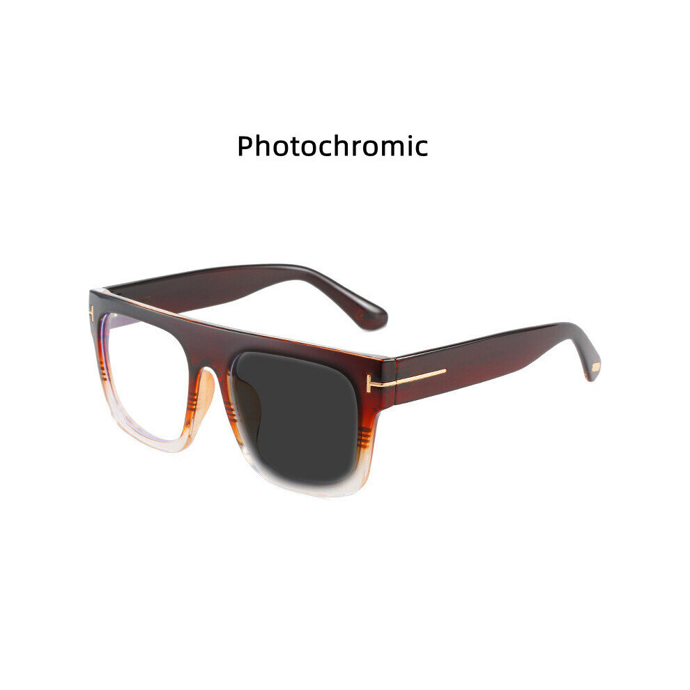 Multicoloured Photochromic Reading Glasses Oversized Square Leopard Print Women Eyeglasses Female Big Frame Computer Anti Light Eyewear