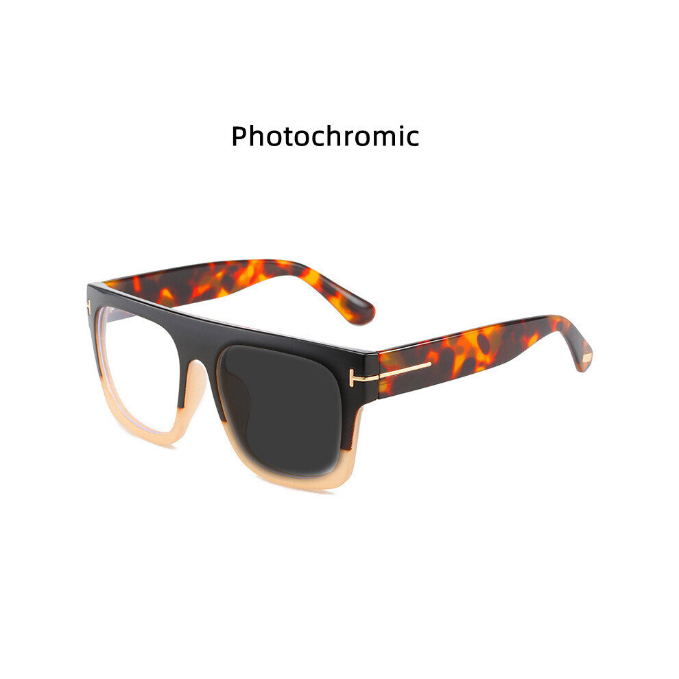 Multicoloured Photochromic Reading Glasses Oversized Square Leopard Print Women Eyeglasses Female Big Frame Computer Anti Light Eyewear