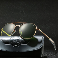 Lunettes de soleil vintage Classis AO Aviation Homme avec étui Chiffon de nettoyage Lunettes de soleil rétro American Optical Glass Lenes