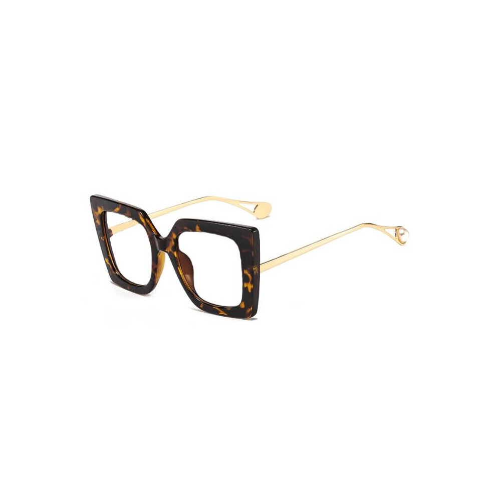 Clear Green Leopard Reading Glasses Women Oversized Square Eyeglasses Light Blocking Glasses For Computer Wives +2