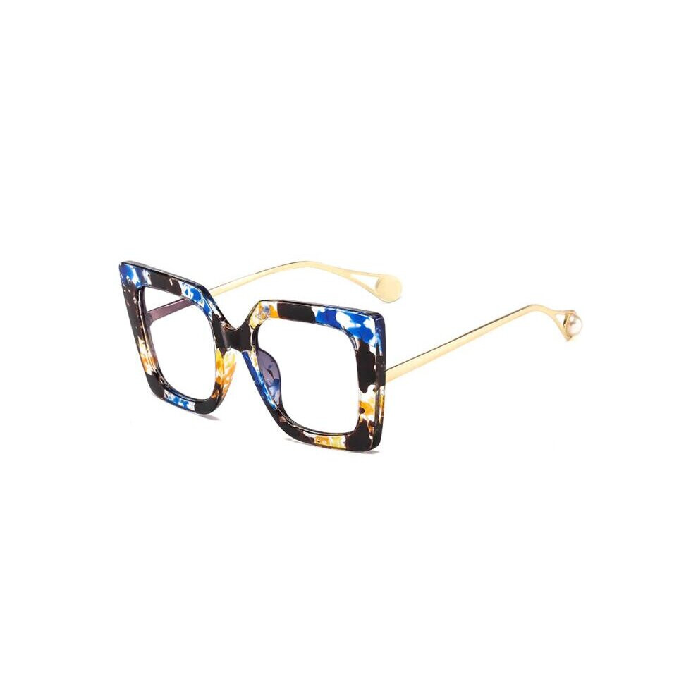 Clear Green Leopard Reading Glasses Women Oversized Square Eyeglasses Light Blocking Glasses For Computer Wives +2