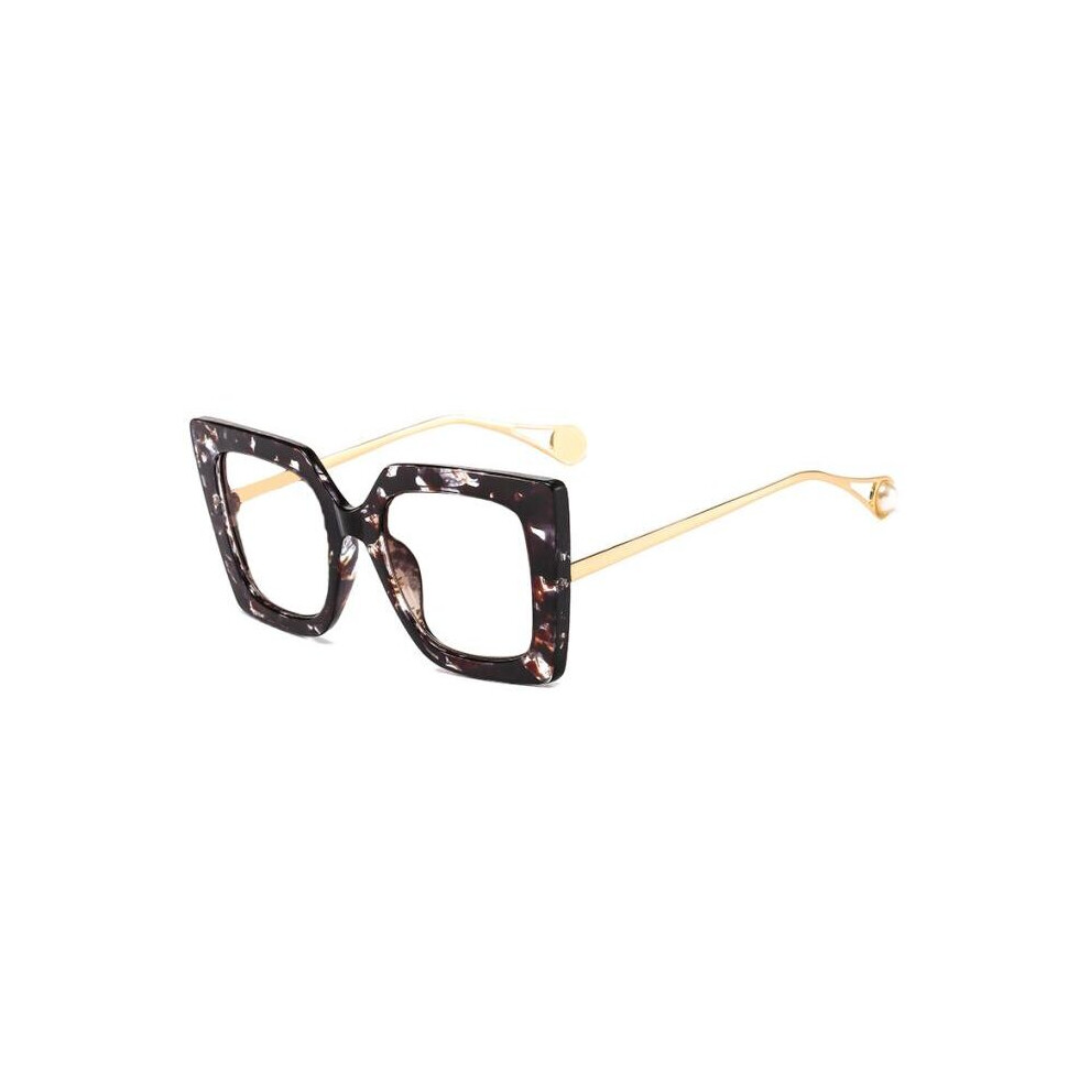 Clear Green Leopard Reading Glasses Women Oversized Square Eyeglasses Light Blocking Glasses For Computer Wives +2