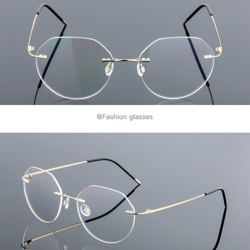 Polygon Foldable Flexible Ultra Light Titanium Alloy Myopia Eyeglasses Rimless Optical Glasses 0.5 0.75 1.0 1.5 To 6.0 on OnBuy