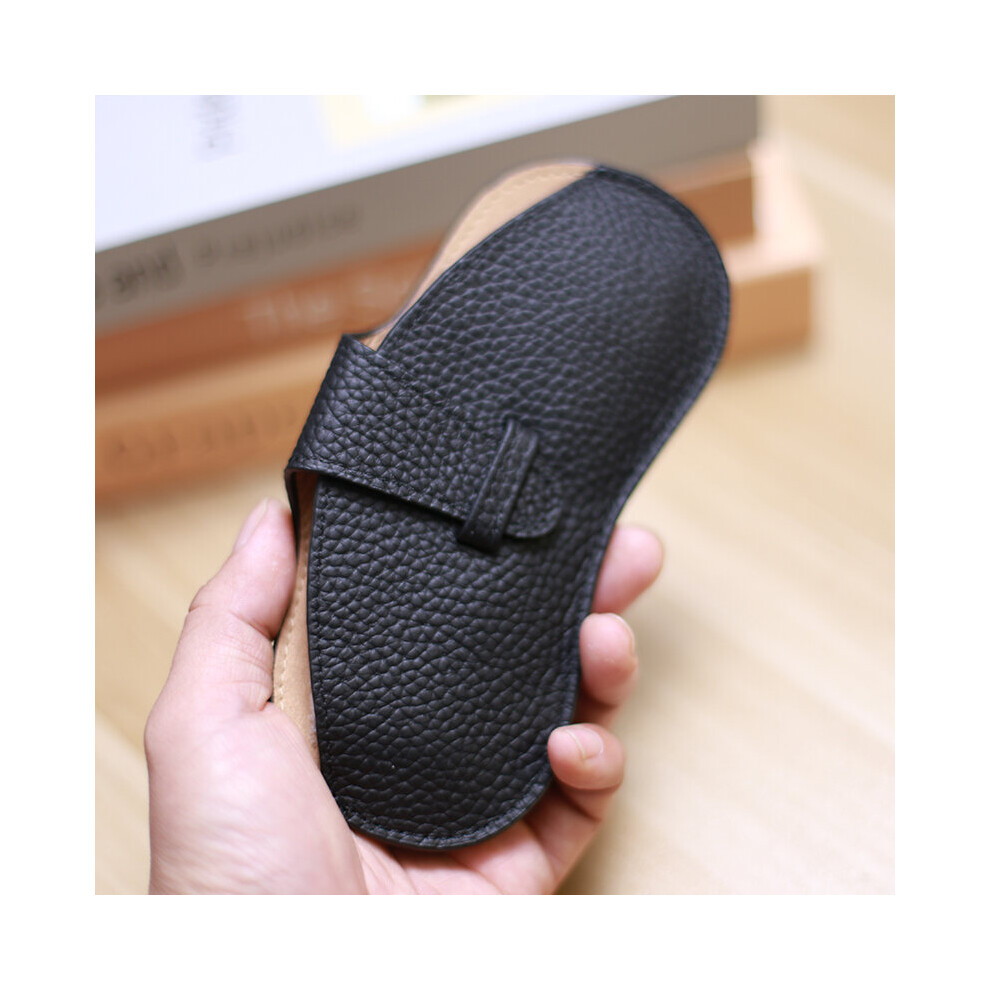 Black Leather Glasses Bag Daily Portable Cowhide Pocket Eyeglasses Cases Sunglasses Spectacle Pouch