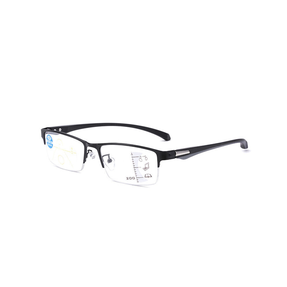 Multicoloured Smart Progressive Multifocal Photochromic Reading Glasses Men Half Frame Metal Business Progressive Far And Near Reading Glasses