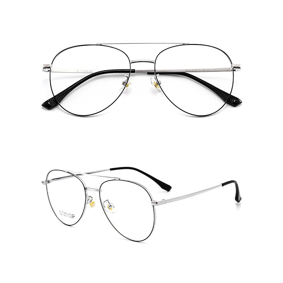 Double Beam Pilot Glasses Frame Retro Pure Titanium Large Spectacle Frame Optical Prescription Eyeglasses Frame 8826