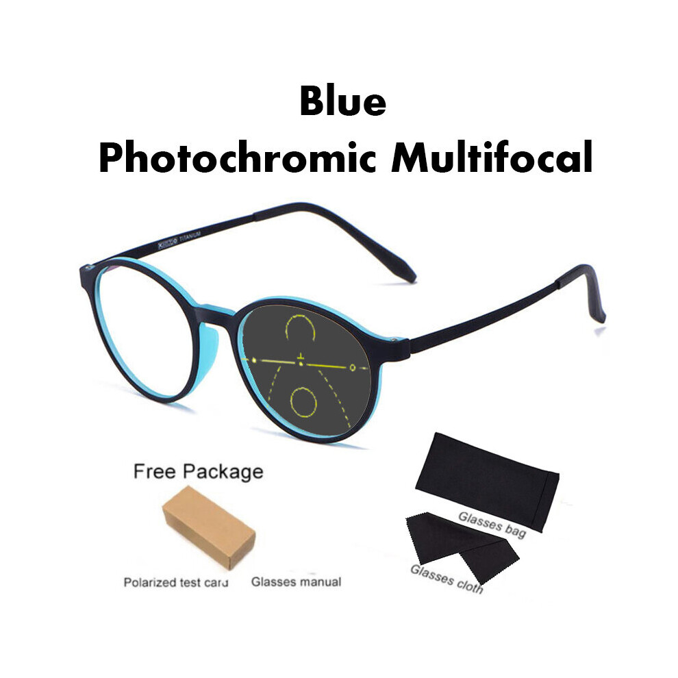 Transitional Photochromic Multifocal TR90 Round frame reading glasses men's progressive anti-blue Women's Ultra-light Glasses-image-OPC-PBR8ZWD-NEW