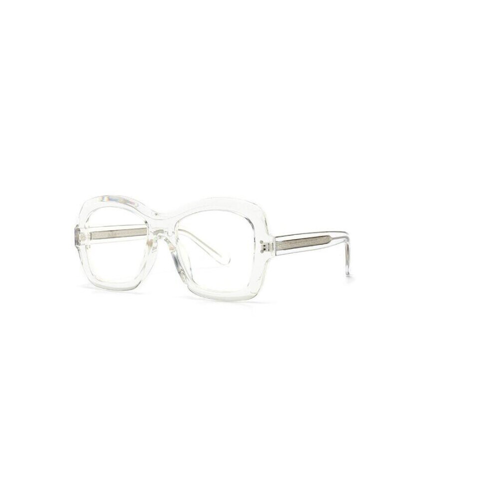Oversized Square Reading Glasses Women Men Transparent Orange Eyeglasses Optical Farsightedness Eyewear Anti Light