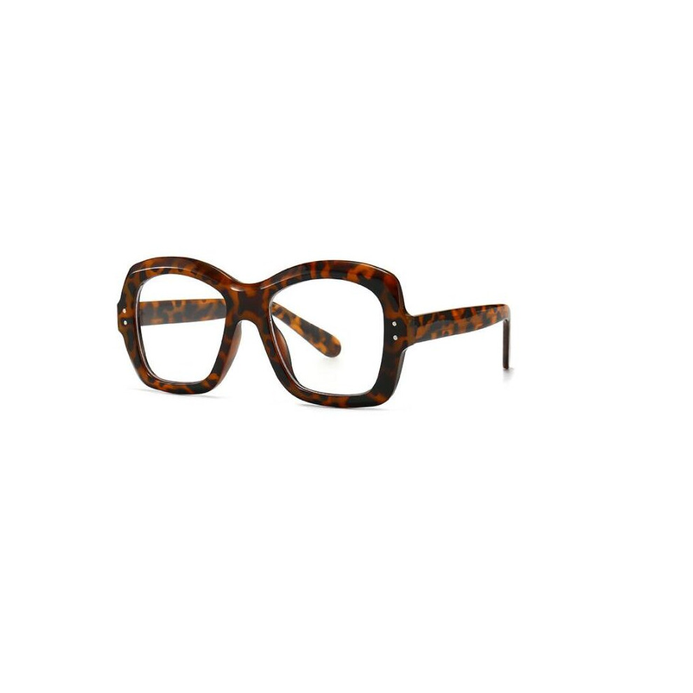 Oversized Square Reading Glasses Women Men Transparent Orange Eyeglasses Optical Farsightedness Eyewear Anti Light