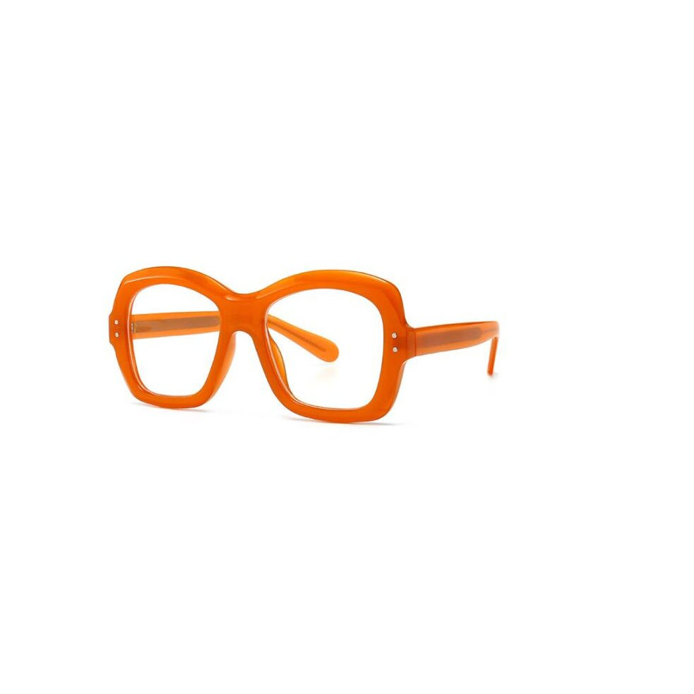 Oversized Square Reading Glasses Women Men Transparent Orange Eyeglasses Optical Farsightedness Eyewear Anti Light