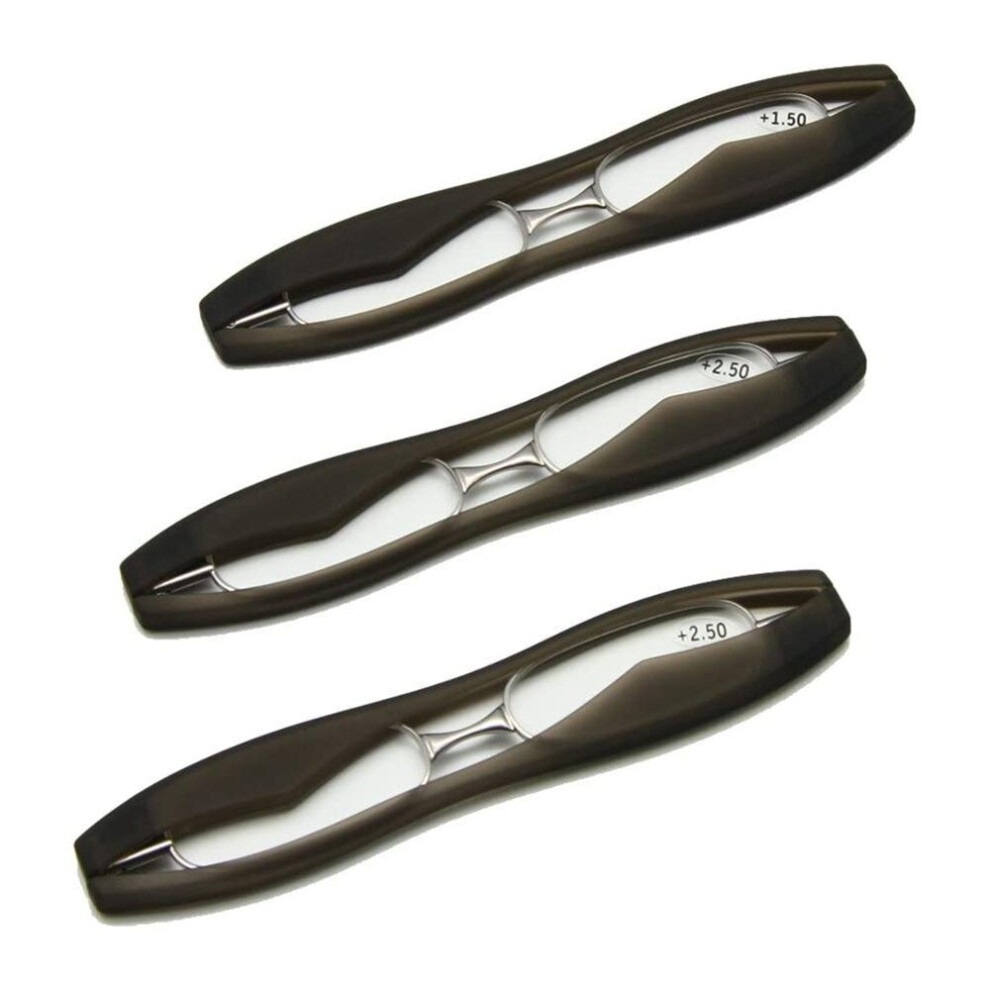 Multicoloured 3 Pack Big Size Podreader +1.0 To +3.0 Reading Glasses, Mini Folding Pocket Reader Hyperopia Eyeglasses, Presbyopia Glasses