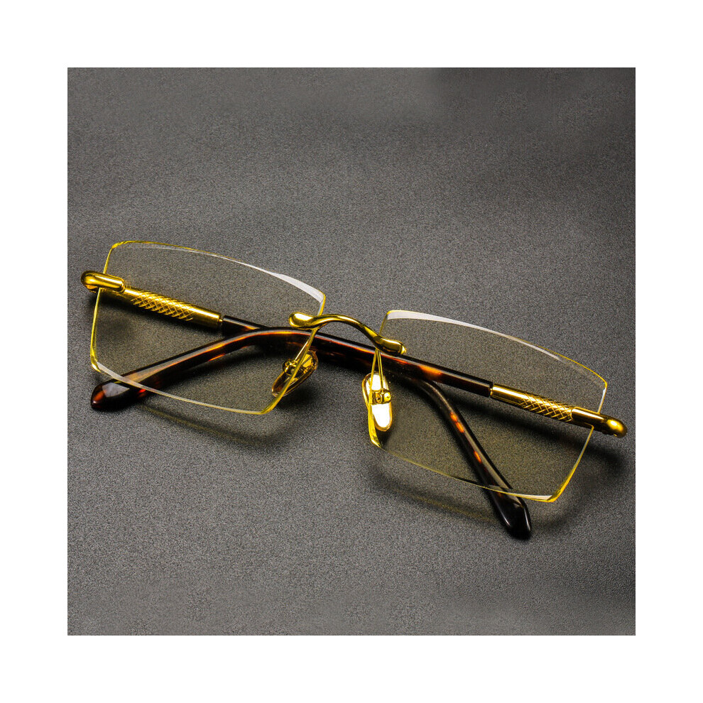Reading Glasses Man Natural Crystal Stone Lens Acetate Eyeglasses Frame Woman Rimless Glass Presbyopia