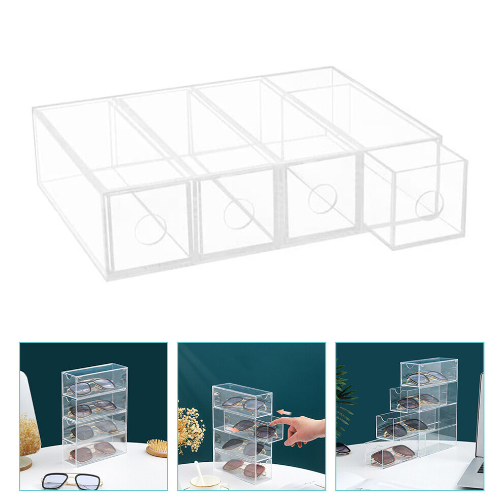 Red Storage Box Sunglasses Display Eyeglasses Case Rack Jewelry Acrylic Organizer Holder Eyewear Glass Eye Stand Collection
