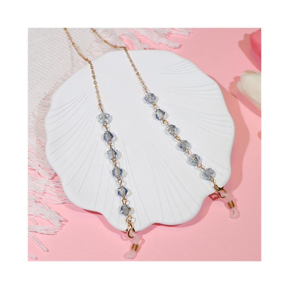 White Crystal Beaded Glasses Chains Bohemian Face Mask Chain Holder Eyeglass Rope Sunglasses Lanyard Women Men Mask Chains