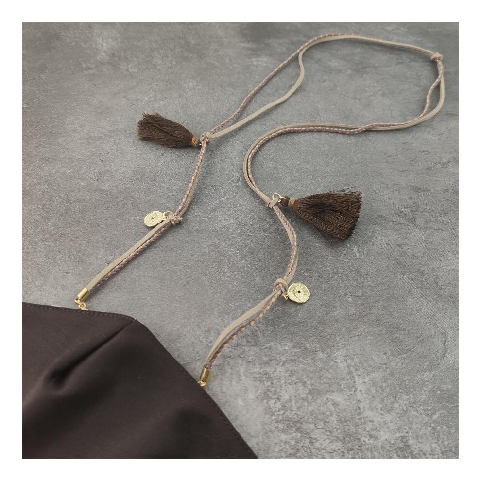 Black Eyeglass Sunglasses Cotton Neck String Cord Retainer Strap Eyewear Lanyard Holder Tassel Ethnic Rope Glasses Chain