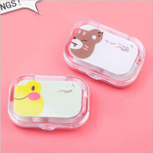 Cartoon Lens Cases with Mirror Lens Box Square Women Girls Travel Lenses Kit Container Case