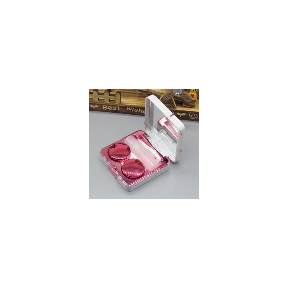 Red Square Lenses Case Marble Surface Mirror Lens Container Box Travel Eye Contacts Holder Cover Soaking Lenses