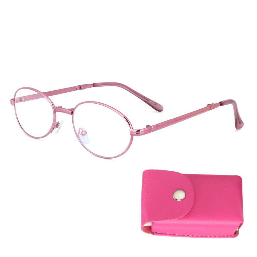 Portable Metal Folding Reading Glasses for Women Anti-UV Rays Presbyopia Eyeglasses with Rose Red Case Vision Care Eyewear