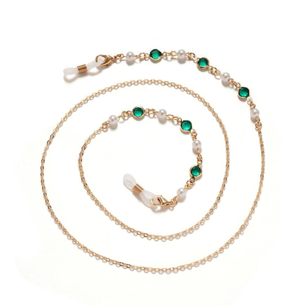 White Colorful Rhinestones Glasses Chain Sunglasses Lanyard Necklace Stylish Beads Eyeglass Straps Eyewear Cords Holder
