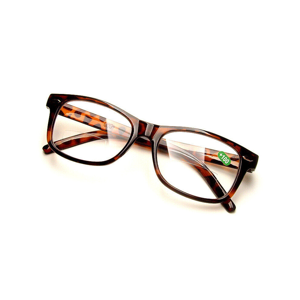 Retro Leopard Bifocals Lens Reading Glasses and Clear Lens For Far View and Near Optical transparent Presbyopia Hyperopia Reader