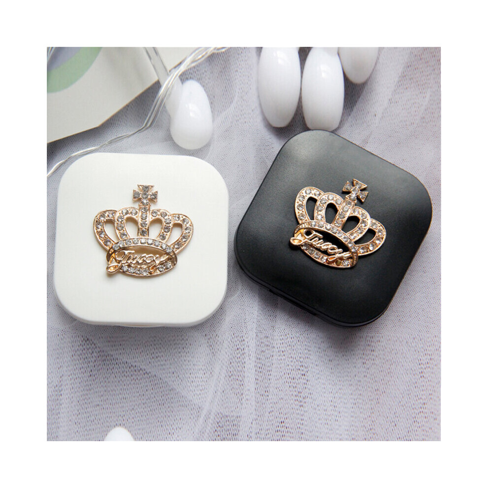 White Lenses Case Crown Travel Lens Box Set With Mirror Eye Lenses Holder Container For Cosmetic Lens