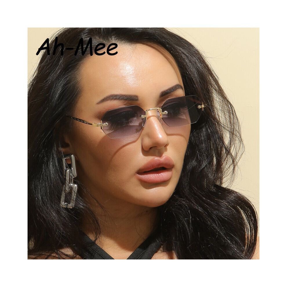 Small Square Rimless Sunglasses Women Retro Polygon Grey Gradient Sun Glasses Vintage Lady Summer Style Female Eyewear UV400 on OnBuy