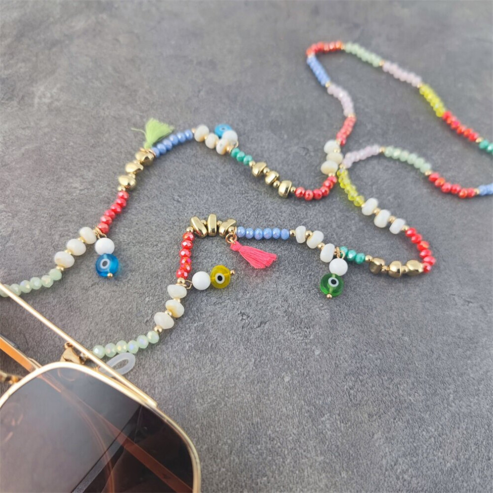 Boho Eye Beaded Glasses Chain Anti-lost Lanyard Mask Strap Chain Necklace Tassel Hanging Glasses Chain Daily Jewelry Accessory
