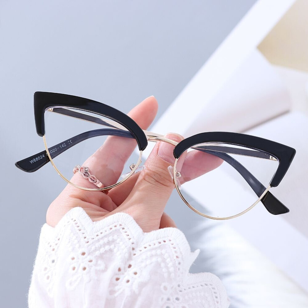 Vintage Cat Eye Anti-blue Light Metal Glasses Frames Optical Computer Glasses Women Spectacles Eyewear Eyeglasses
