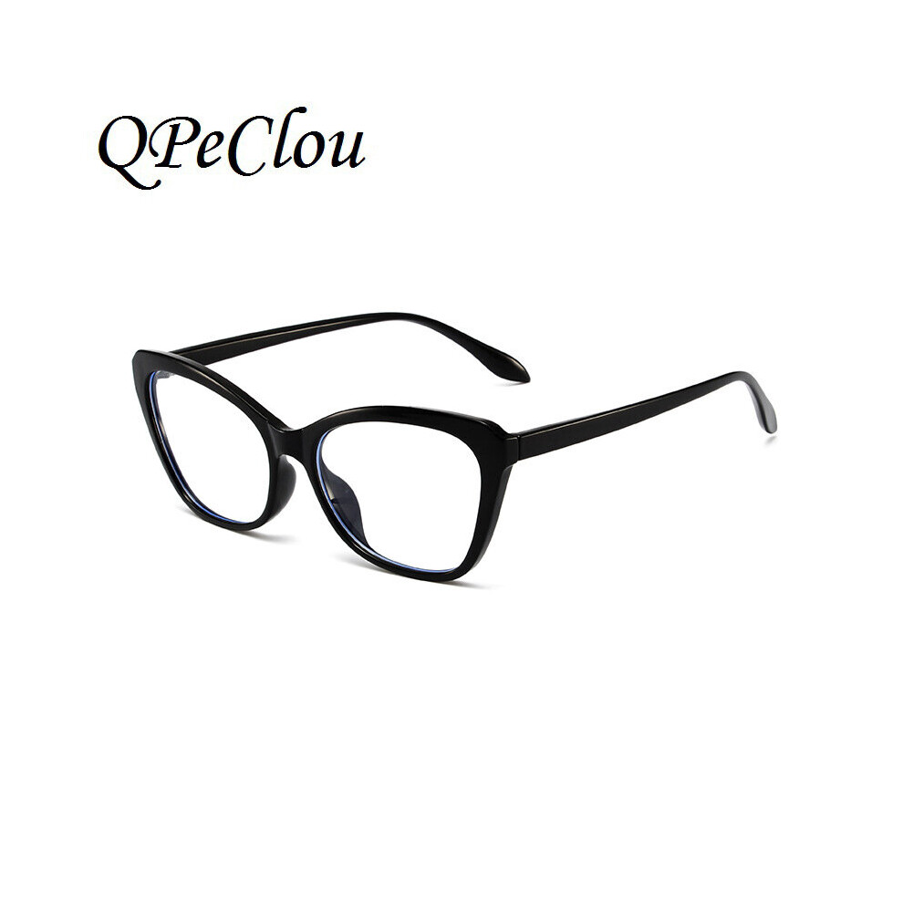 Patch Leopard Optical Anit-blue Glasses Frame Women Vintage Cat Eye Transparent Eyeglasses Female Spectacles