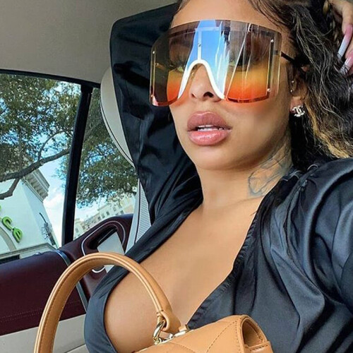 Oversized shield Sunglasses for Women Men vintage rimless alloy one piece sun glasses female gradient sexy shades big windproof on OnBuy