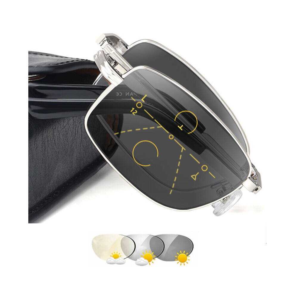Multicoloured Photochromic Reading Glasses Men Women Folding Progressive Multifocal Foldable Presbyopic Glasses With Case Anti Light