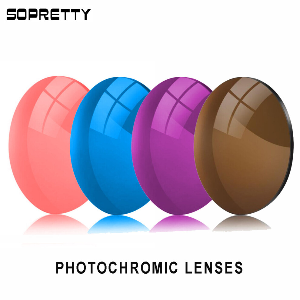 Multicoloured 1.56 (0.00~-6.00) Photochromic Grey/Pink/Tea/Purple/Blue Resin Aspheric Glasses Lenses Prescription Myopia Optical Lens L301