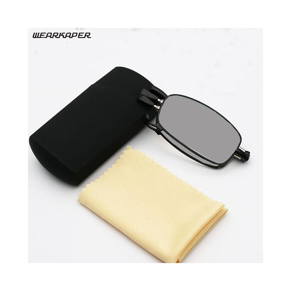 Mini Transition Sun Photochromic Read Glasses Foldable Reader Folding Reading Glasses Women Men With Case1-3.5