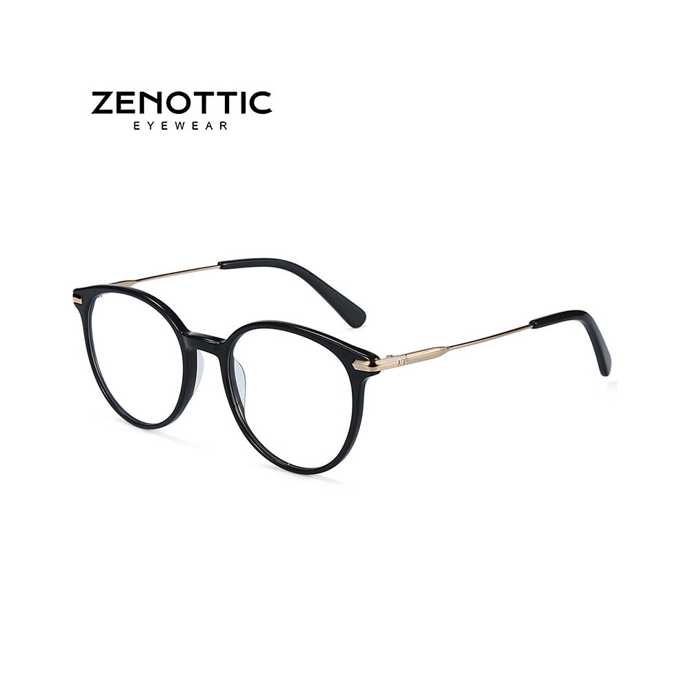Retro Acetate Round Glasses Frame Women Transparent Optical Myopia Spectacles Vintage Ultralight Prescritpion Eyewear